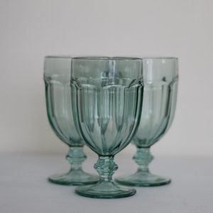 Vintage Libbey Green Duratuff Water Goblets